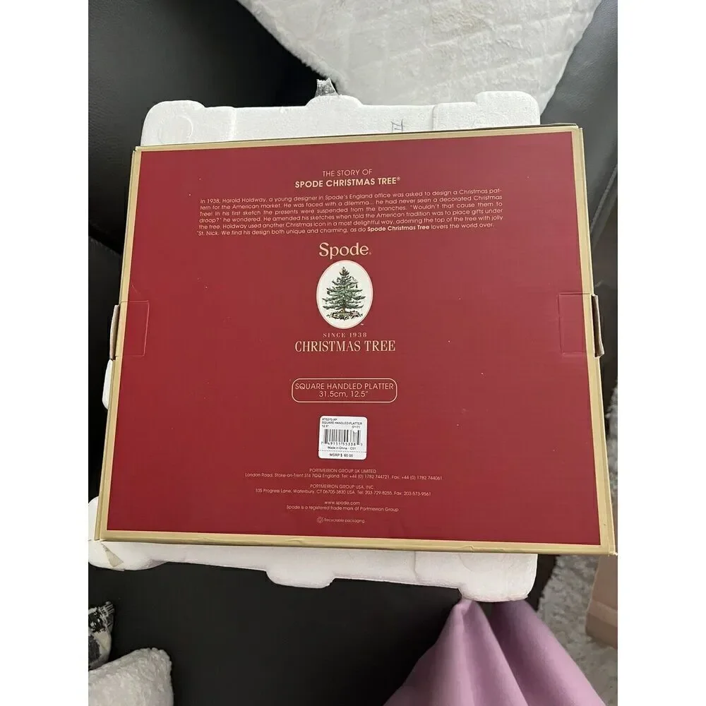 Spode Christmas Tree Square Handled Platter 12.5